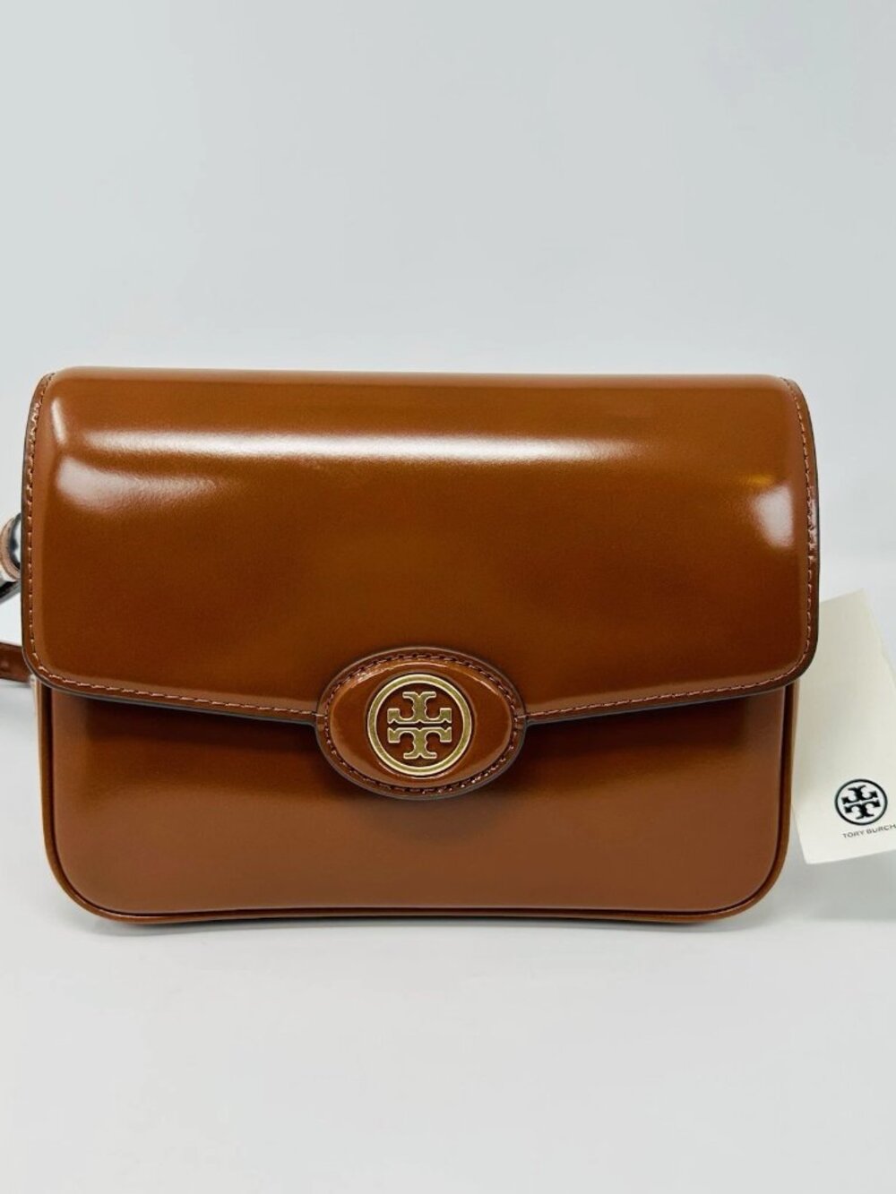 NWT Tory Burch Robinson Shoulder Bag Dark Sienna Brown Leather Crossbody